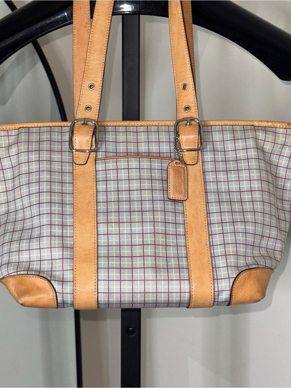 Coach Rare Vintage Hampton Satchel Plaid Handbag Purse Bag Tote A3J-7579 - Picture 3 of 11